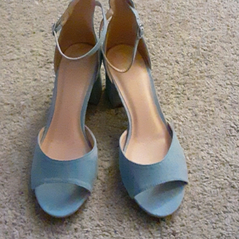 Blue suede open toed sandals